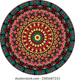 Intricate Mandala Pattern Featuring Symmetry and Radiant Colors