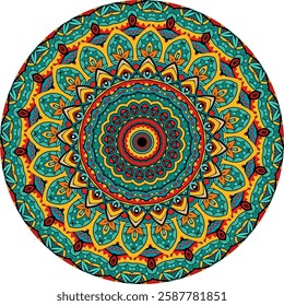 Intricate Mandala Pattern Featuring Symmetry and Radiant Colors