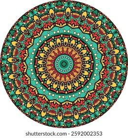 Intricate Mandala Pattern Featuring Symmetry and Radiant Colors