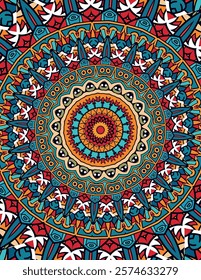 Intricate Mandala Pattern with Floral and Geometric Symmetry