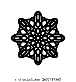 Intricate Mandala Vector Design – Symmetrical Black Line Art Pattern