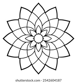 Ilustração de vetor Mandala intrincado - Arte decorativa simétrica para colorir livros, papel de parede, cartões de saudação e design de interiores