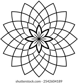 Ilustração de vetor Mandala intrincado - Arte decorativa simétrica para colorir livros, papel de parede, cartões de saudação e design de interiores