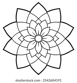 Ilustração de vetor Mandala intrincado - Arte decorativa simétrica para colorir livros, papel de parede, cartões de saudação e design de interiores