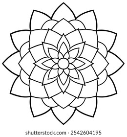 Ilustração de vetor Mandala intrincado - Arte decorativa simétrica para colorir livros, papel de parede, cartões de saudação e design de interiores