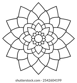 Ilustração de vetor Mandala intrincado - Arte decorativa simétrica para colorir livros, papel de parede, cartões de saudação e design de interiores