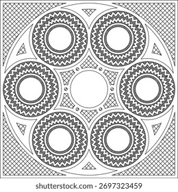 Vetor de ornamento de círculo em estilo mandala intrincado. Padrão de flor geométrica decorativa para coloração ou corte a laser.