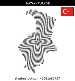 el intrincado mapa de Hatay mostrando su bandera