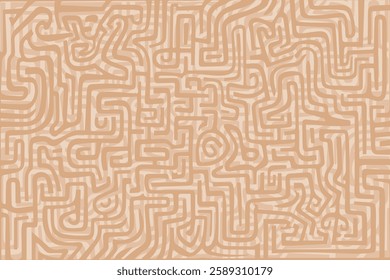 Intricate maze design with winding paths and loops in warm tones