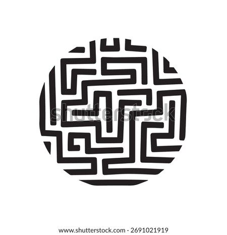 Intricate maze pattern isolated on white background, a symbol of complexity, challenge, and the journey of finding a path through life