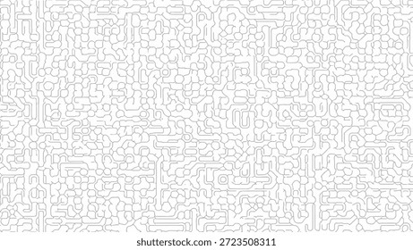 Ein kompliziertes, labyrinthartiges Muster, das aus weißen Linien auf weißem Hintergrund besteht. Minimalistisches, geometrisches Design, abstrakte Textur.