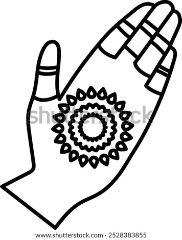 Intricate Mehndi Design Icon Representing Traditional Art, Beauty, and Cultural Expression, Perfect for Highlighting Weddings, Festivals, and Celebratory Occasions with Detailed Patterns and Elegance.
