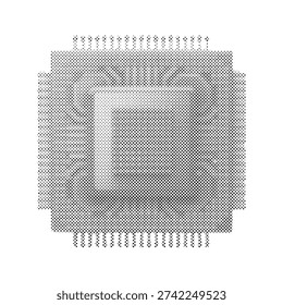 Intricate Microchip Halftone Pattern, Representing Computing Power and Technology