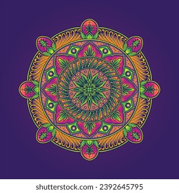 Intricate middle eastern cannabis mandala vector illustrations for your work logo, merchandise t-shirt, stickers and label designs, poster, greeting cards advertising business company or brands