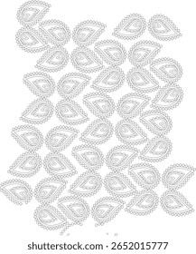 Intricate Monochrome Paisley Pattern Outline Vector Illustration for Creative Backgrounds, Textiles, Invitations, and Contemporary Design Projects on a Clean White Backdrop, Seamlessly Repeatable.