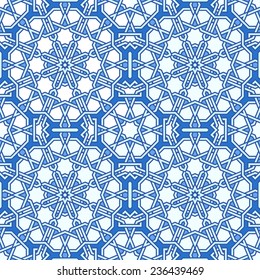 Intricate moorish eastern pattern. Seamless vector background. Plain colors - easy to recolor.