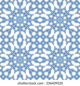 Intricate moorish eastern pattern. Seamless vector background. Plain colors - easy to recolor.