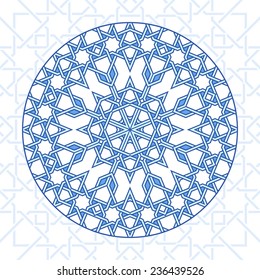 Intricate Moorish Eastern Pattern. Vector Background. Plain Colors - Easy To Recolor.