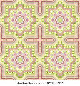 Intricate moroccan zellige tile seamless ornament. Geometric texture vector motif. Linens print design. Stylish moroccan zellige tilework endless pattern. Wall decoration template.
