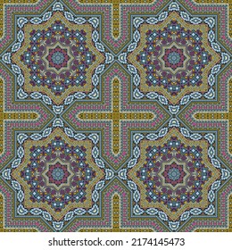 Intricate moroccan zellige tile seamless pattern. Ethnic geometric vector swatch. Wrap print design. Stylish moroccan zellige tilework eternal pattern. Wall decoration template.
