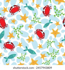 Intricate nautical undersea seamless pattern illustration