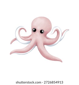 Ilustración intrincada del pulpo con tentáculos expresivos, ideal para temas de biología marina, marca náutica y arte costero creativo.