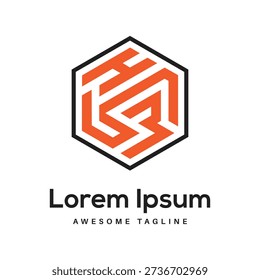An intricate orange and black abstract logo within a hexagon, designed like a geometric labyrinth. Perfect for tech companies, gaming brands, or intricate business concepts.
