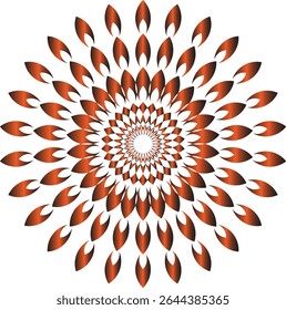 Intricate orange flame mandala design with vibrant color and detailed patterns.