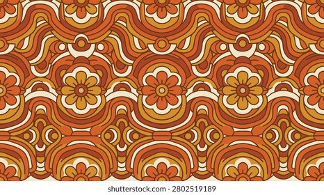 Intricate orange floral swirling pattern