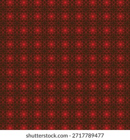 Patrón geométrico naranja intrincado sobre un fondo oscuro. Cuenta con mandalas florales repetitivos y líneas simétricas, creando una textura decorativa sofisticada, sin costuras y vibrante.