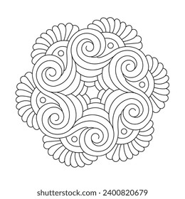 Intricate ornamental coloring book mandala design vector file