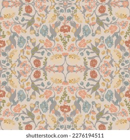 Intricate ornamental floral pattern in Victorian damask style