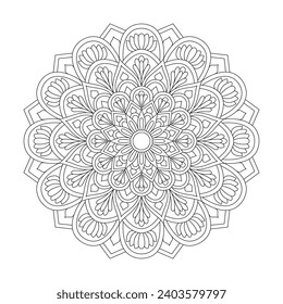 Intricate ornamental mandala coloring book page for kdp book interior. Peaceful Petals, Ability to Relax, Brain Experiences, Harmonious Haven, Peaceful Portraits, Blossoming Beauty mandala design.