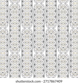 Intricate Ornamental Seamless Pattern with Curlicues and Geometric Detail Design
