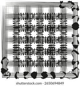 Intricate outline pattern. Geometrical cross illustration. Vector linear illustration. Symmetrical outline decoration.