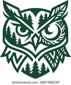 Intricate owl design featuring forest elements, showcasing nature and wildlife artistry