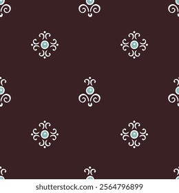 Intricate pattern design featuring swirls and accents on a dark background