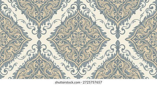 Intricate Pattern Featuring Floral Motifs and Ornate Designs in a Symmetrical Arrangement