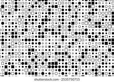 Intricate patterns of black and white geometric forms on canvas