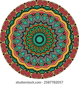 Intricate Patterns of a Vibrant Mandala Design