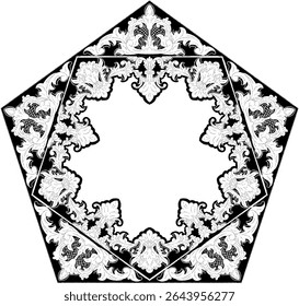 Intricate Pentagonal Ornamental Frame with Floral Filigree Details