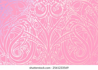 Intricate pink abstract design with flowing patterns and detailed motifs