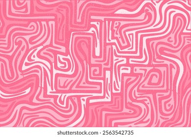 Intricate pink abstract maze design with flowing lines and patterns