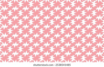 Patrón de estrella rosa y blanco intrincado. Fondo de Formas geométricas superpuestas, diseño de repetición Abstractas con estrellas rosas y blancas