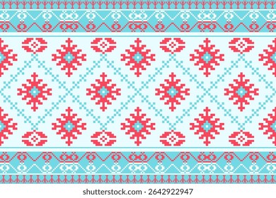 Intricate Pixel Ethnic Textile Design