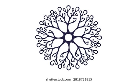 Intricate radial symbol representing intelligence, deep learning, and connectivity.