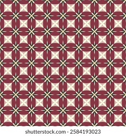 Intricate Red and Beige Geometric Floral Tile Seamless Pattern