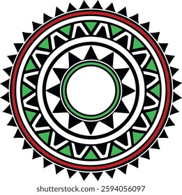 Intricate Red, Green, and Black Mandala Vector, High-Quality Boho Design for Decorative Illustrations