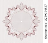 Intricate red guilloche rosette featuring a spiked radial ornament with detailed interwoven line patterns and concentric circular center. The symmetrical engraving-style design creates a refined security-inspired aesthetic, ideal for certificates, official seals, banknote layouts, luxury branding, packaging, premium stationery, and decorative backgrounds.