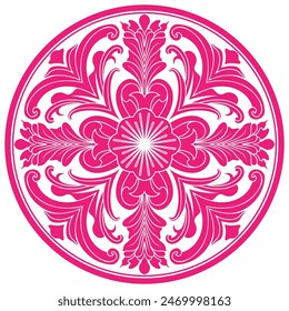 An intricate red pattern mandala style
